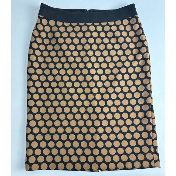 Talbots Size 4 Brown Tan Polka Dot Pencil Skirt Quiet Luxury Chic Career Knee - Picture 2 of 6